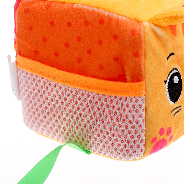 Развивающая игрушка «Кубик: Котик», с прорезывателем, шуршит и звенит Развивающая игрушка «Кубик: Котик», с прорезывателем, шуршит и звенит