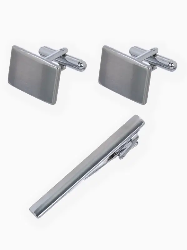 Набор мужской &laquo;Запонки + Зажим для галстука&raquo;, классика, цвет серебро