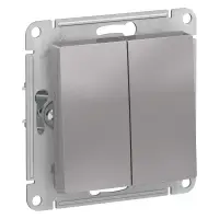 ATLASDESIGN AQUA выключатель двухклавишный, IP44, сх.5, 10АХ, механизм, АЛЮМИНИЙ