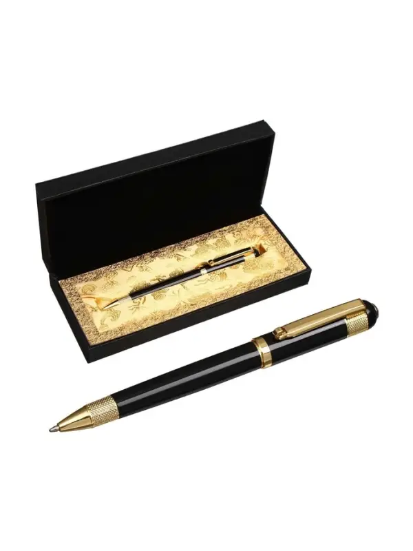 Ручка подарочная Calligrata &laquo;Вензура&raquo;, шариковая, поворотная, в футляре кожзам, корпус чёрный с золотым