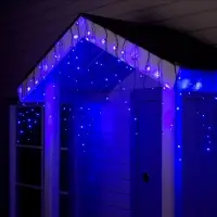 Гирлянда &laquo;Бахрома&raquo; 4&times;0.6 м, IP44, тёмная нить, 180 LED, свечение синее, 8 режимов, 220 В