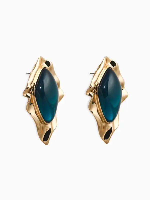 Серьги акрил "Ромб ажур", цвет морской в золоте