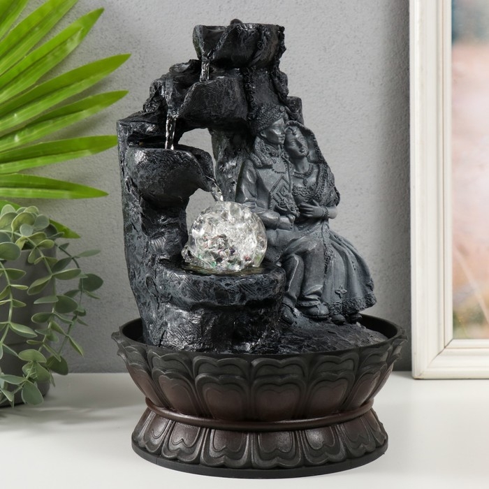 Фонтан настольный от сети, подсветка Фонтан настольный от сети, подсветка "Кришна и Радха сидят у водопада" 20х20х30 см