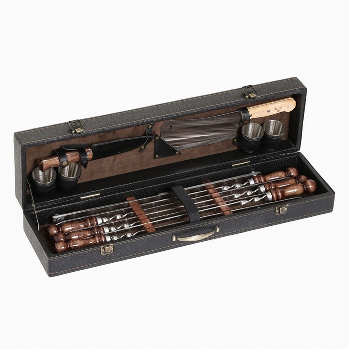 Набор с шампурами подарочный  Набор с шампурами подарочный "Элит-М" в коробке из эко-кожи №11