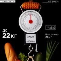 Весы-безмен механические, до 22 кг, с рулеткой, цена деления 250 г, чёрные