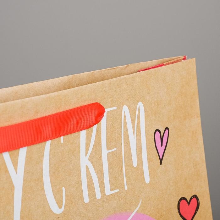 Пакет подарочный крафтовый вертикальный, упаковка, «Любовь, любовь», L 31 х 40 х 11,5 см