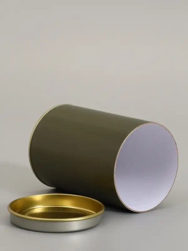 Тубус 73&times;110 мм (90 мм внутренняя высота), картон, хаки, металлическая крышка