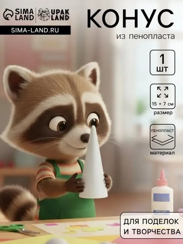 Конус из пенопласта для поделок и творчества, 1 шт., 15&times;7 см