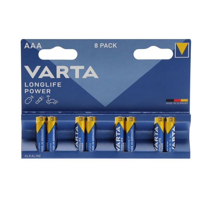 Батарейка алкалиновая Varta LongLife Power, AAA, LR03-8BL, 1.5В, блистер, 8 шт. Батарейка алкалиновая Varta LongLife Power, AAA, LR03-8BL, 1.5В, блистер, 8 шт.