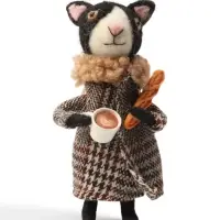 Сувенир подвеска &laquo;Кошечка с багетом и чашкой кофе&raquo; 6.5&times;5.3&times;13.5 см