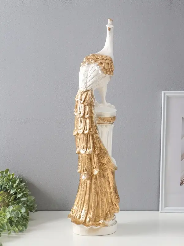 Колонна "Жар-птица" белый с золотом, 67х16х16 см