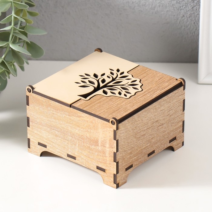 Шкатулка комбинированная  Шкатулка комбинированная "Дерево" 10,5х10х7 см
