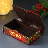 Книга-шкатулка новогодняя черный конь с часами "С Новым годом!".