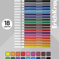 Фломастеры 18 цветов ErichKrause light, в футляре с европодвесом