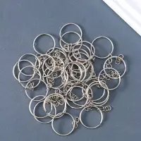 Основа для брелока кольцо с цепочкой, металл под серебро, 2.5&times;2.5 см, набор 40 шт.
