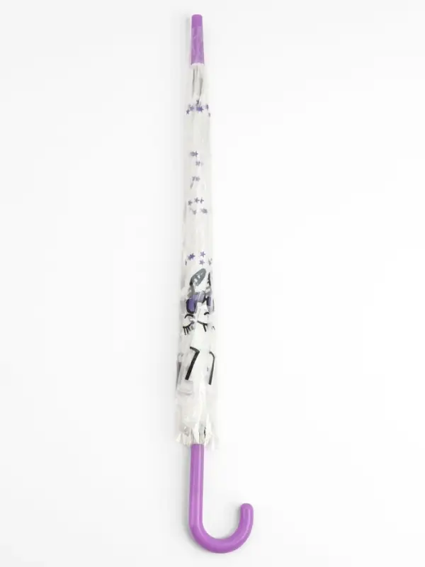 Зонт - трость детский &laquo;Единорог&raquo;, полуавтоматический, 8 спиц, R=45 см, d=90 см, белый/фиолетовый