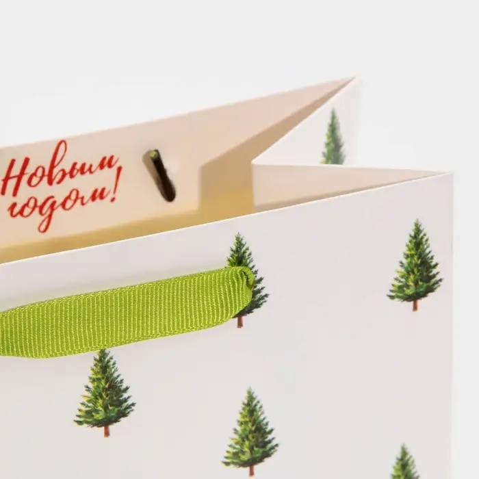 Пакет подарочный новогодний ламинированный «Ёлочки», MS 18 х 23 х 10 см