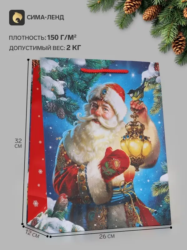 Пакет подарочный &laquo;Зимний волшебник&raquo;, 26&times;12&times;32 см