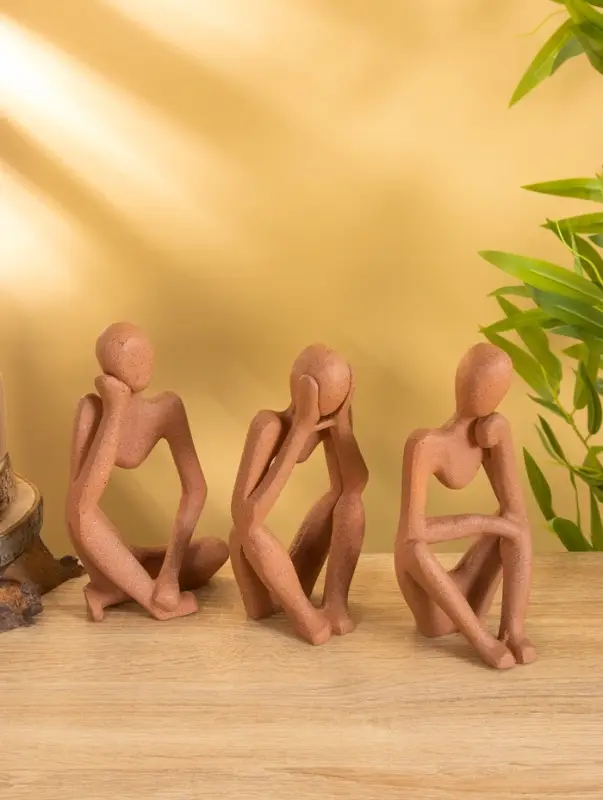 Сувенирный набор "Мыслители" 9х6х20 см (3 шт), алюминий