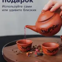 Набор для чайной церемонии &laquo;Дракон&raquo;, 5 предметов: 4 пиалы 25 мл, чайник 200 мл, керамика, коричневый