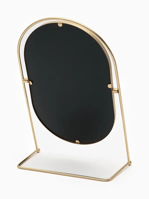 Зеркало настольное PREMIUM, металлическое, 22&times;34&times;12 см, (17.5&times;26.5 см), цвет золотой