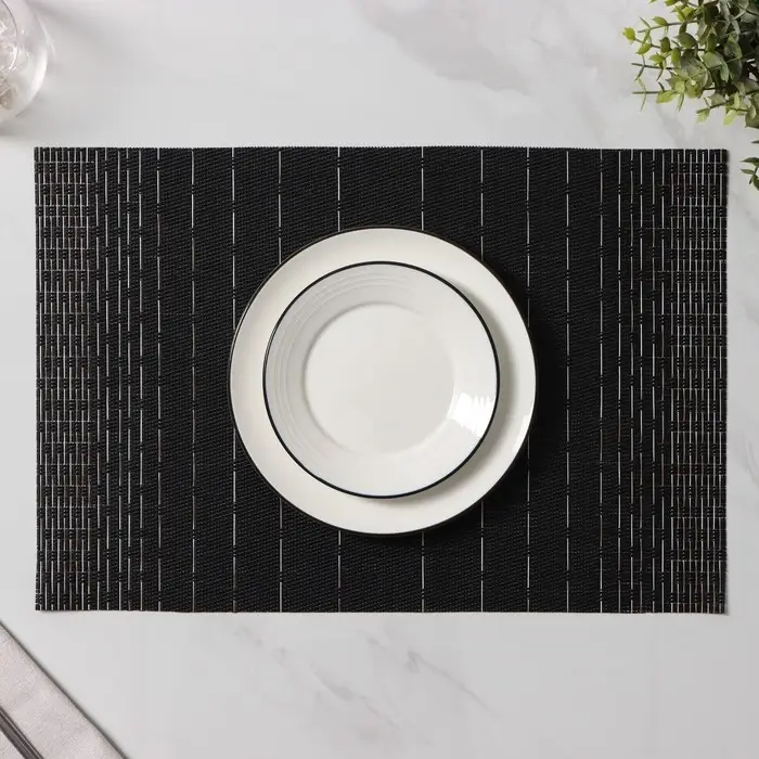 Салфетки сервировочные на стол Доляна &laquo;Инь&raquo;, 4 шт., 30&times;45 см, чёрные