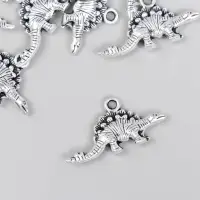 Металлический элемент, декоративная подвеска «Арт Узор. Стегозавр», серебро, 2.6×1.2 см Металлический элемент, декоративная подвеска «Арт Узор. Стегозавр», серебро, 2.6×1.2 см