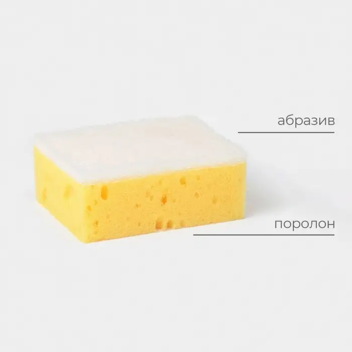 Набор губок для мытья посуды Raccoon &laquo;Ренессанс&raquo;, 4 шт., 9&times;6.5&times;3.5 см, крупнопористый поролон, жёлтый, зелёный