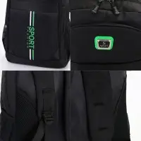 Рюкзак школьный на молнии, с карманами, однотонный, размер 31&times;14&times;47 см, чёрный/зелёный