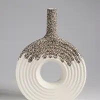 Ваза настольная керамика "Паскуаль" 26,5х20 см, бело-серый
