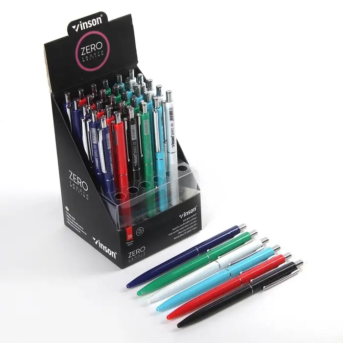 Ручка шариковая Vinson. ZERO, автоматическая, синий стержень, узел 0.7 мм, на масляной основе, МИКС