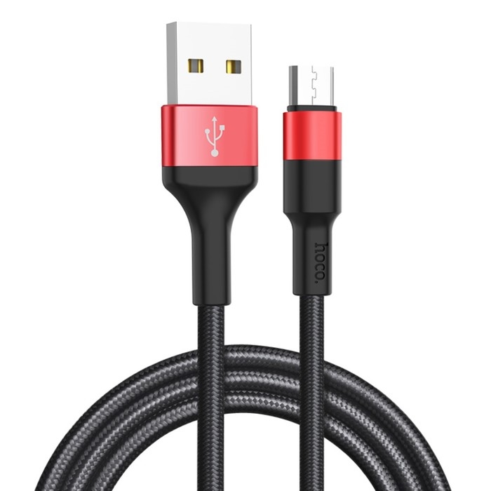 Кабель Hoco X26, Micro USB - USB, 2 А, 1 м, передача данных, оплётка нейлон, красный Кабель Hoco X26, Micro USB - USB, 2 А, 1 м, передача данных, оплётка нейлон, красный