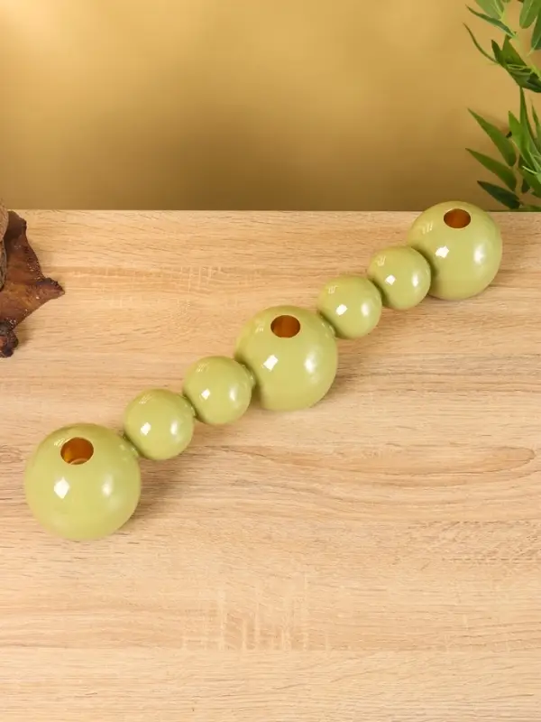 Подсвечник на 3 свечи «Бусы», с 7 сферами, 44×8×8 см, оливковый Подсвечник на 3 свечи «Бусы», с 7 сферами, 44×8×8 см, оливковый