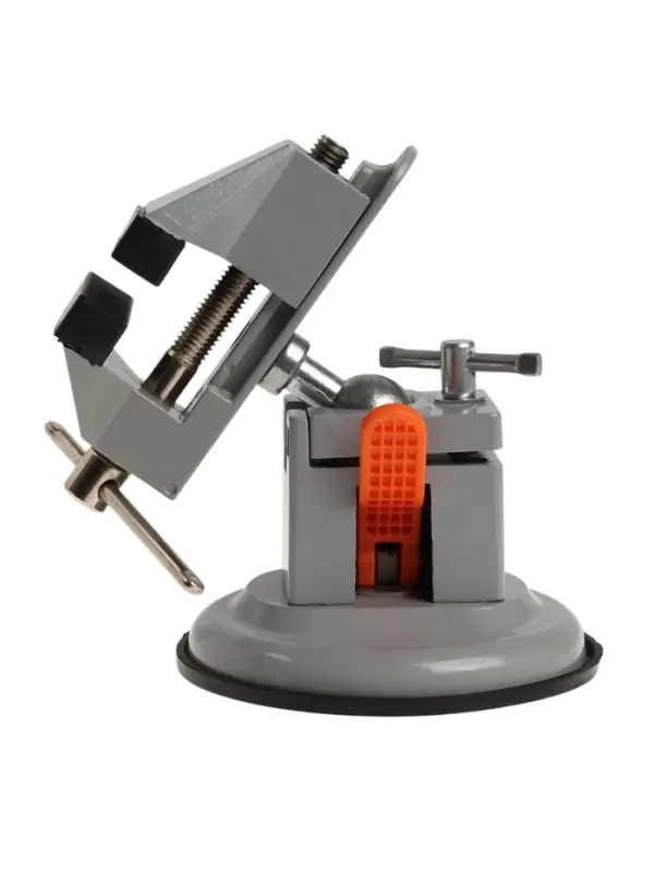 Мини-тиски алюминиевые ТУНДРА, усиленное крепление на присоске, поворотный шарнир, 75 мм