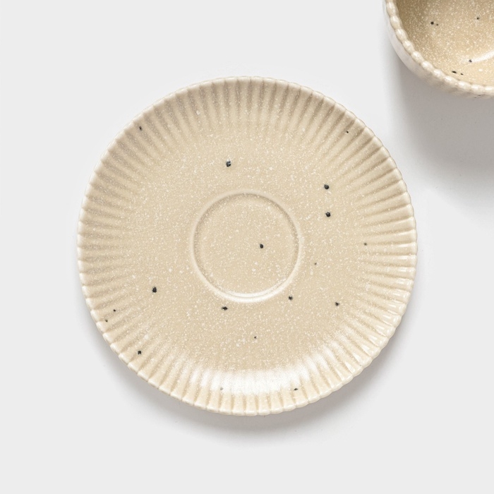 Чайная пара Доляна «Коралл», 275 мл, фарфор, бежевая Чайная пара Доляна «Коралл», 275 мл, фарфор, бежевая