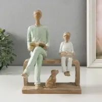 Фигурка полистоун &laquo;Отец и сын. Чтение&raquo;, бело-зелёный, 15.5&times;12&times;21 см