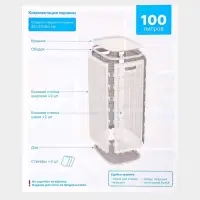 Плетёная корзина для белья с крышкой &laquo;Лён&raquo;, 100 л, 43&times;32&times;80 см, графит