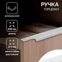 Ручка профильная мебельная торцевая CAPPIO RP100SC, L=500 мм, цвет матовый хром, 4 шт.
