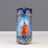 Свеча - цилиндр &laquo;С Храмом, резной&raquo;, 4.3&times;4.3&times;9.5 см