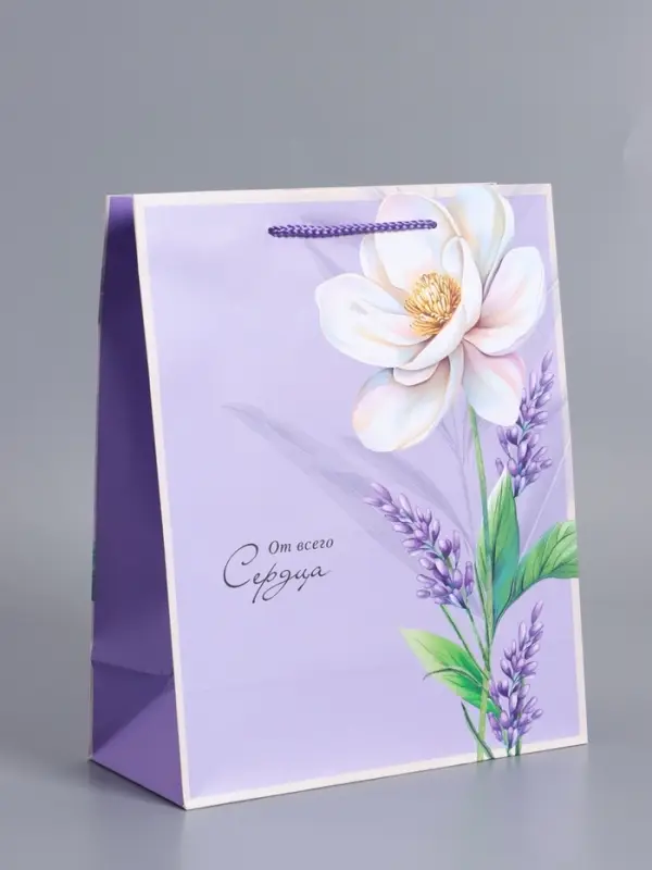 Пакет подарочный ламинированный "От всего сердца" 26 х 12 х 32 см