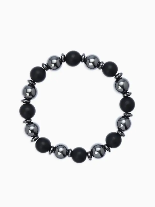 Браслет из бусин &laquo;Шунгит и Гематит&raquo;, d=5.5 см, чёрный