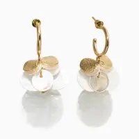 Серьги "Морской мир" чешуя, цвет белый в золоте