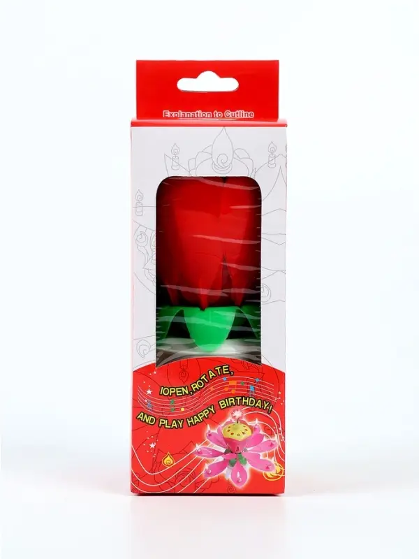 Свеча для торта музыкальная &laquo;Тюльпан&raquo;, крутящаяся, красная, 14.5&times;6 см