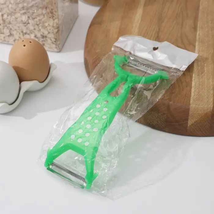 Овощечистка Доляна «Горох», двухсторонняя, 17,5 см, цвет зелёный Овощечистка Доляна «Горох», двухсторонняя, 17,5 см, цвет зелёный