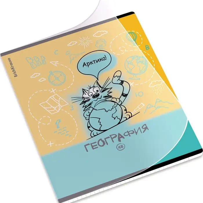 Тетрадь 48 листов в клетку &laquo;География: Котоформулы&raquo; ErichKrause, с пластиковой обложкой