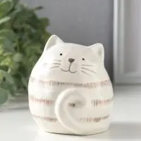 Сувенир керамика "Полосатый котик-шарик" 8х7,5х8,5 см