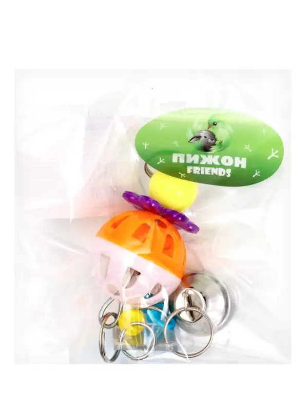 Игрушка для птиц &laquo;Дискотека&raquo;, 19&times;4 см, с зеркалом и шариком, цвет МИКС