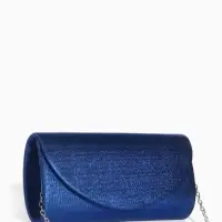 Сумка-клатч вечерняя на магните, на серебристой цепочке, синяя