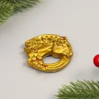 Магнит полистоун  "Конь в подкове с клевером" МИКС 4,6х5,3 см