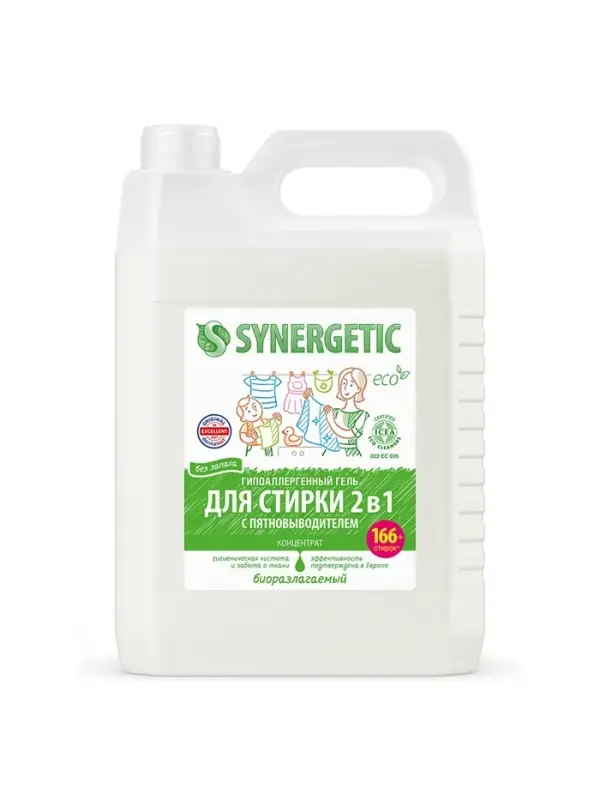 Жидкое средство для стирки Synergetic, гель, универсальное, 5 л